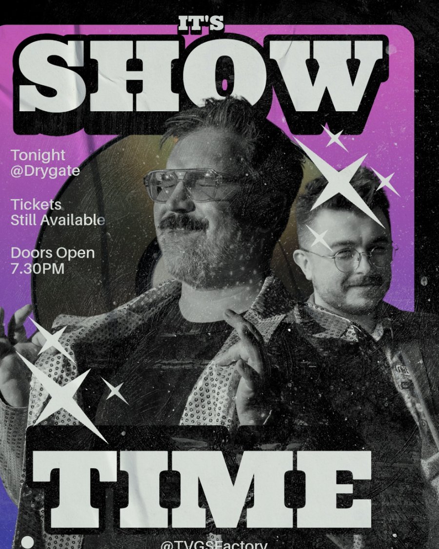 &ldquo;It&rsquo;s Show Time&rdquo; poster for TV Gameshow Factory at Drygate
